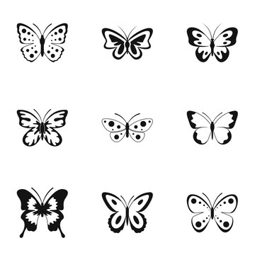 Bombyx icons set. Simple set of 9 bombyx vector icons for web isolated on white background