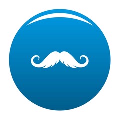 Fluffy mustache icon vector blue circle isolated on white background 