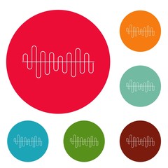 Equalizer volume sound icons circle set vector isolated on white background