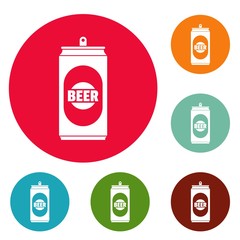 Beer can icons circle set vector isolated on white background