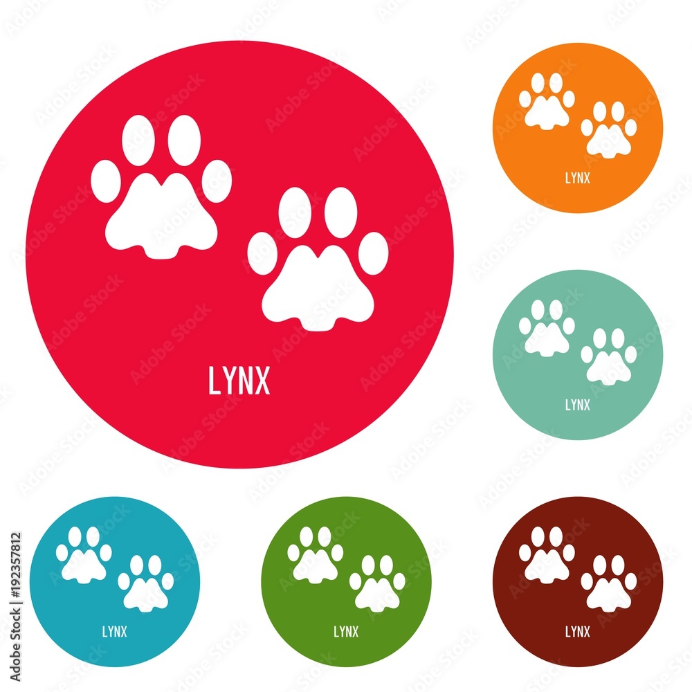 Poster lynx step icons circle set vector isolated on white background
