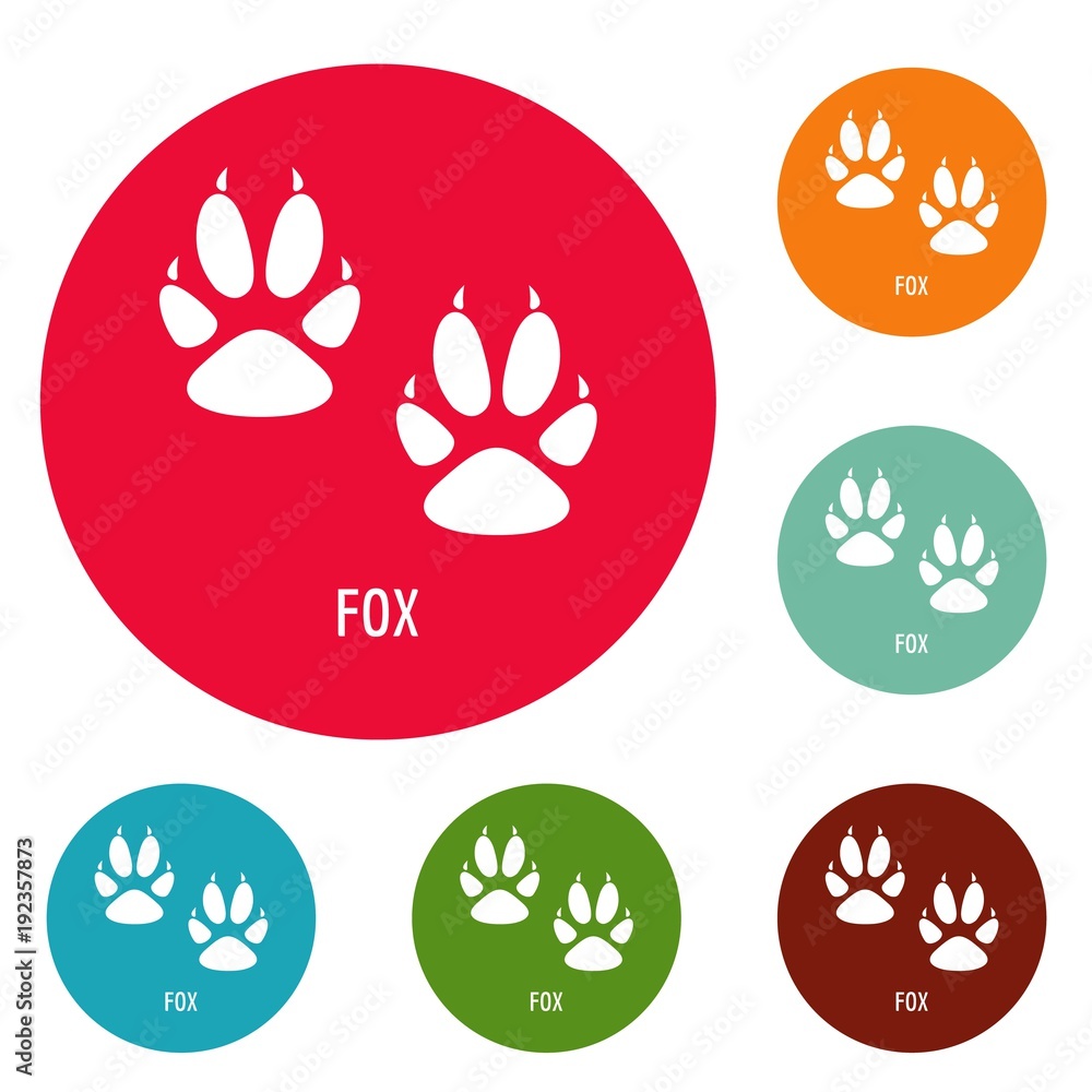 Poster fox step icons circle set vector isolated on white background