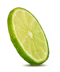 Fresh lime slices isolated on white background with clipping path
