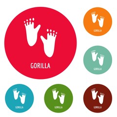 Obraz premium Gorilla step icons circle set vector isolated on white background
