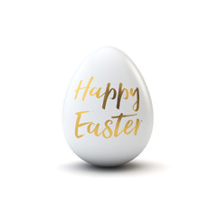 Gold and white happy easter luxury easter egg. 3D Rendering