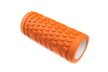 Orange roller massager. Isolate on white