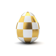 Gold and white pattern luxury easter egg. 3D Rendering