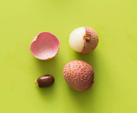 Lychee on the green background