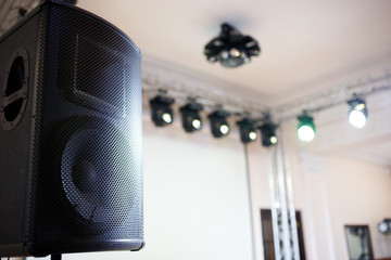 Sound stage equipment spot lights and loudspeaker