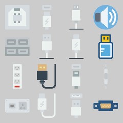 icon set about Connectors Cables. with usb, usb cable and volume