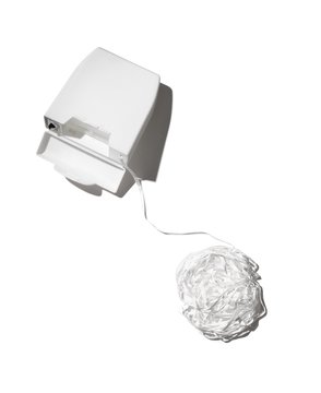 Ball Of White Dental Floss With Container Box On White Background