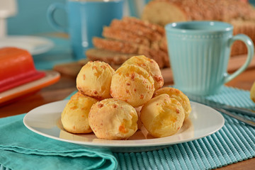 Cheese breads on breakfast table