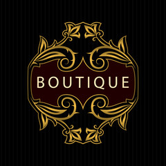 Gold Monogram design elements, graceful template. Calligraphic Elegant line art logo. Letter emblem identity for Restaurant, Royalty, Boutique, Cafe, Hotel, Heraldic, Jewelry, Fashion, Wine. Vector