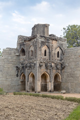 fortified city wall, Hampi, Karnataka, India