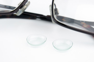 Contact lens and eyeglasses.