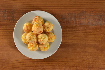 Cheese breads plate on wooden background