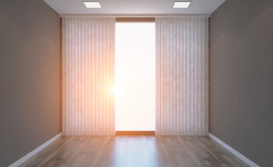 Blank room. 3D rendering. .Sunset