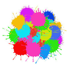 A set of colored blots. Holi festival of colors. Vector illustration