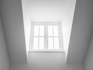 high dormer window acting as a sky light in a hall way shedding natural light into a residential home