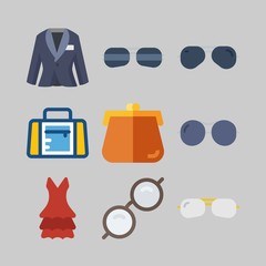 icon set about Women Clothes. with purse, dress and glasses