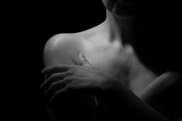 Black and White woman with naked shoulder