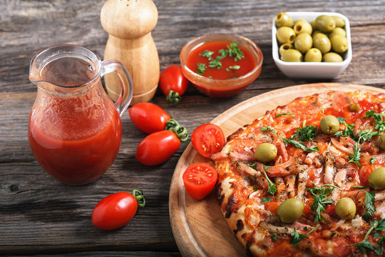 delicious pizza with tomato