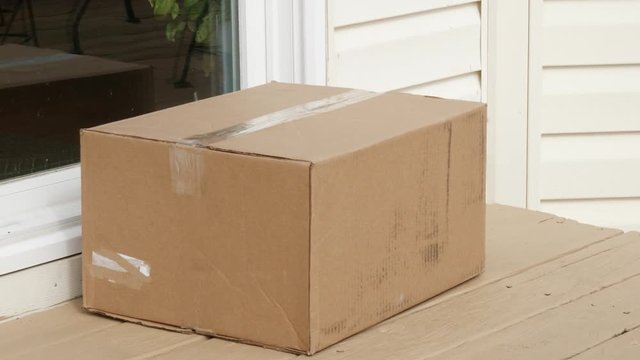 Mail Man Delivering Box at Back Door Slider Move