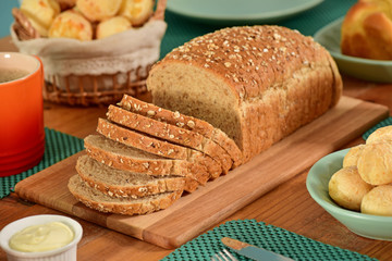 Whole grain bread sliced