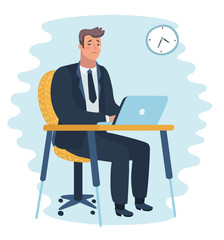 Abstract image of a man paying the debt through the Internet.