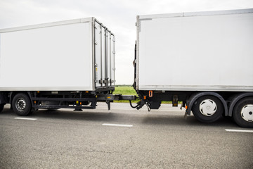 Freight vehicles on the track. Freight car. Truck.