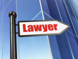 Law concept: sign Lawyer on Building background, 3D rendering
