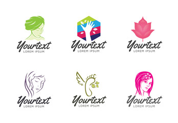 Collection of Beauty care logo. Set of vector body care logo and icons for salons, beauty and care. Women and beauty - Vector logo template