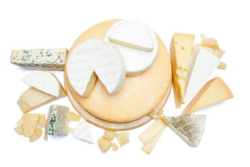 Various types of cheese - parmesan, brie, roquefort, cheddar