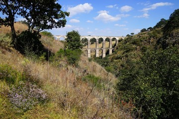 Fototapeta na wymiar Arcos del Sitio (Arcos Site) historic aqueduct in Tepotzotlan, Mexico