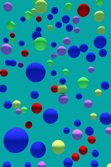 3d-Illustration von zahlreichen schwebenden Kugeln mit einfarbigem Hintergrund
