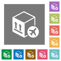 Air package transportation square flat icons