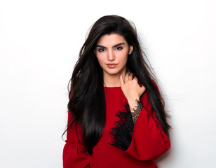 beautiful young woman with long black hair