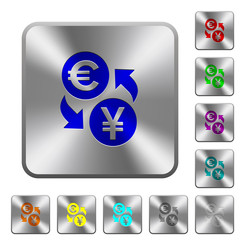 Euro Yen money exchange rounded square steel buttons