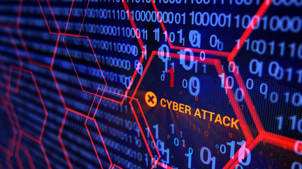 3D rendering. Abstract background concept of cyber security and attack, system crash.