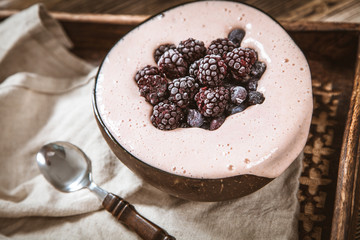 Vegan nice cream with banana and berries