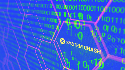 3D rendering. Abstract background concept of cyber security and attack, system crash.