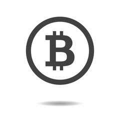 Bitcoin icon - simple flat design isolated on white background, vector. Blockchain based digital cryptocurrency symbol