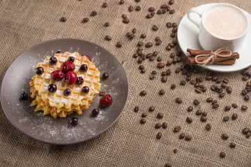 waffle cookies and coffee