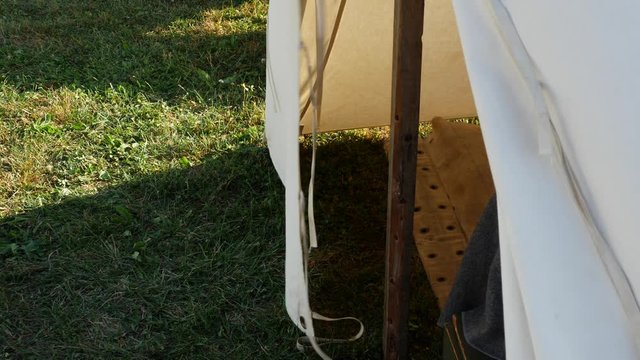 Civil War Tent Opening Blowing in the Wind