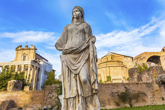 Vestal Virgin Temple Antonius Faustina Roman Forum Rome Italy