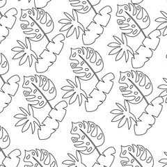 tropical spring leaves natural seamless pattern vector illustration