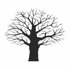 Tree silhouette on white background