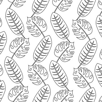 green leaves tropical spring natural seamless pattern vector illustration