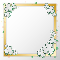 Fototapeta premium St. Patrick’s Day greeting card composition with clover and copy space in paper art style