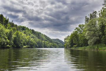 Fototapeta na wymiar beautiful quiet river with dark water